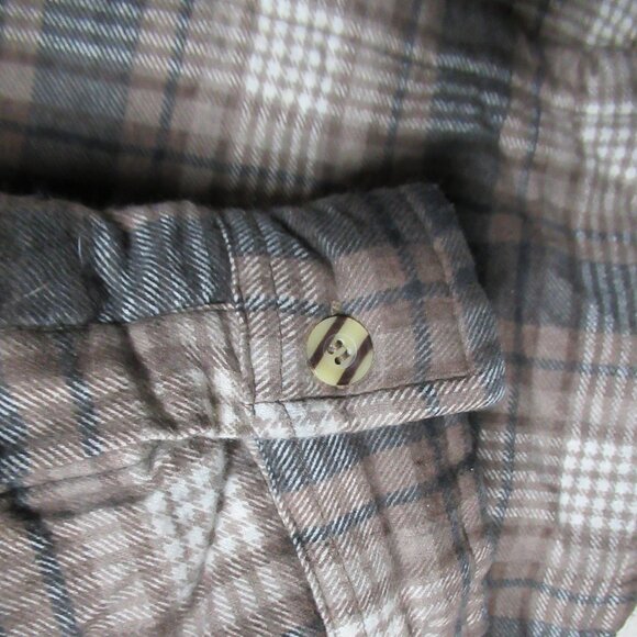 Brown Plaid Button Down Quilted Shacket - Picture 2 of 6